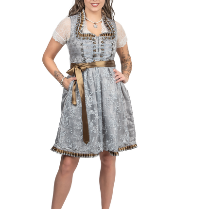 Vestido Dirndl Plata Oktoberfest Mujer 2 Piezas