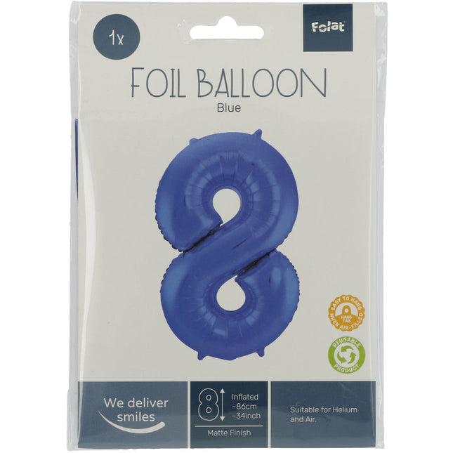 Globo Foil Figura 8 Azul Mate XL 86cm vacío