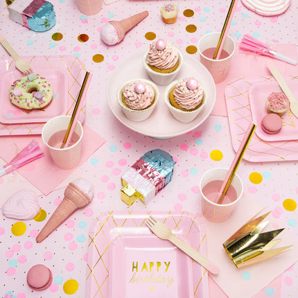 Cubiertos de madera rosa claro 16cm 18 piezas