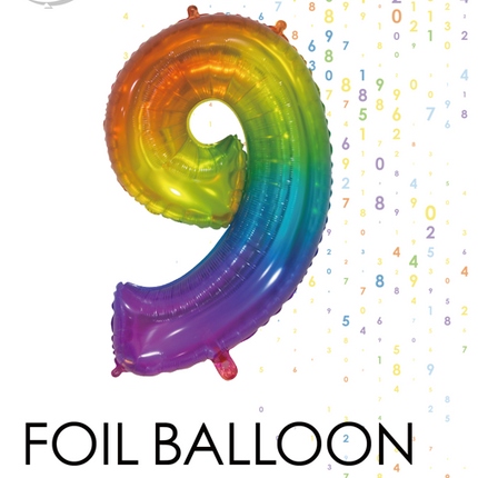 Globo de foil Figura 9 Arco Iris Transparente 66cm
