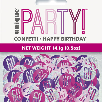 Confeti de mesa 60 Años Rosa 14gr