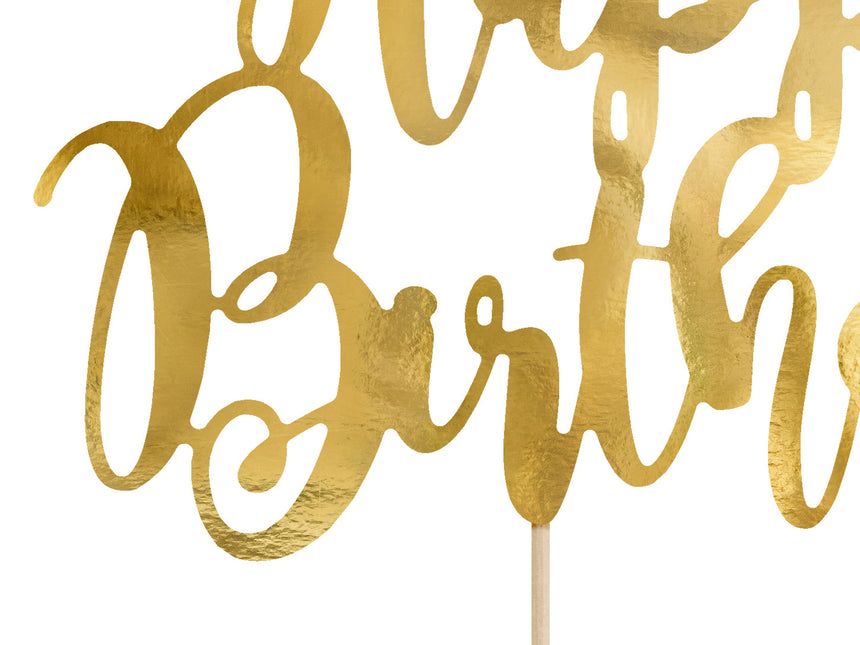 Adorno para tarta Feliz Cumpleaños Oro 22,5cm