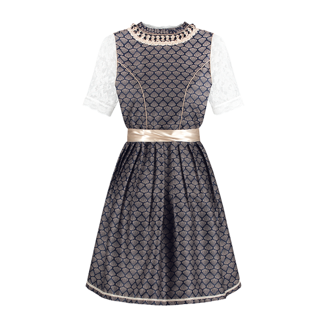 Azul Blanco Crema Dirndl Vestido Oktoberfest Señoras 2 Piezas