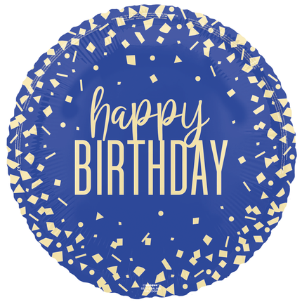 Globo de Helio Feliz Cumpleaños Confeti Azul Vacío 45cm