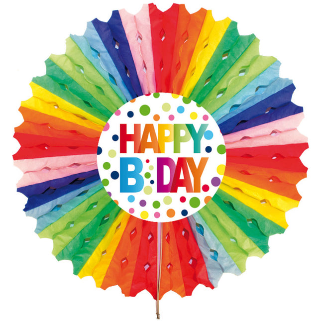 Abanico Feliz Cumpleaños Lunares 30cm