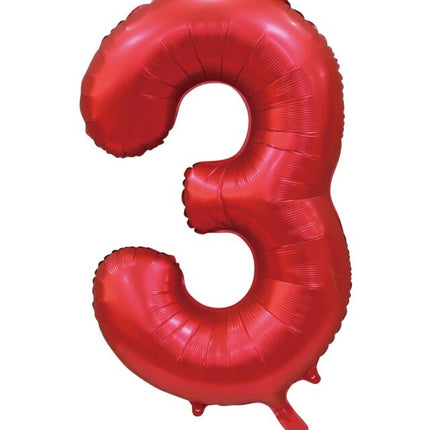 Globo Número Rojo 3 Años Brillo 86cm
