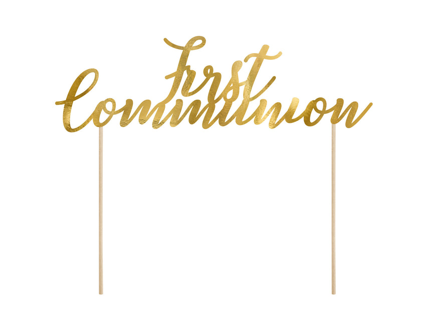 Adorno para tarta 1ª Comunión Oro 21cm