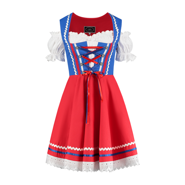 Oktoberfest Vestido Dirndl Oktoberfest Rojo Azul Señoras 2 Piezas
