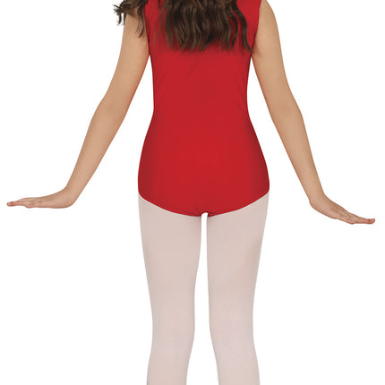 Traje de gimnasia rojo sin mangas para niña