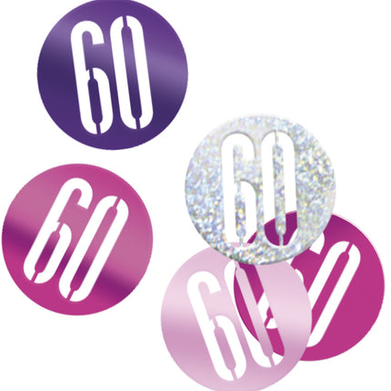 Confeti de mesa 60 Años Rosa 14gr