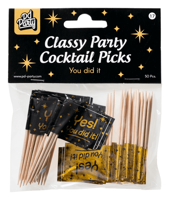 Palitos de cóctel You Did It 6,5cm 50pcs