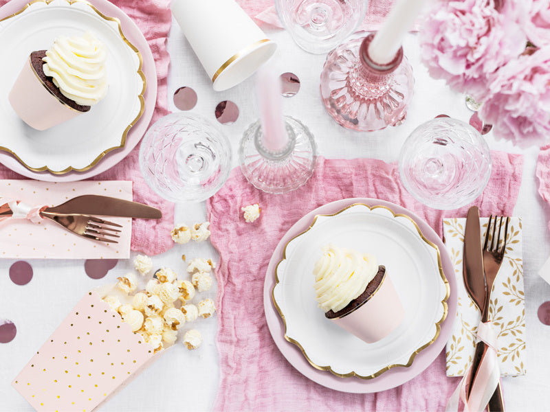 Cuencos para palomitas rosa claro lunares dorados 12,5cm 6pcs