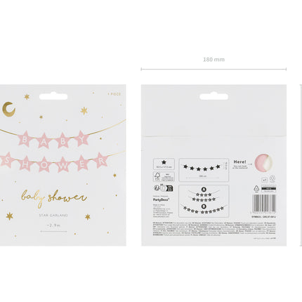 Guirnalda rosa Baby Shower Estrellas 2,9m