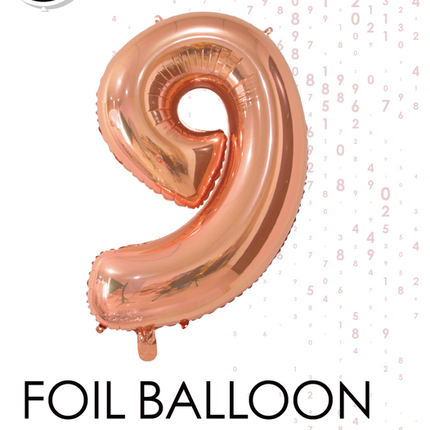 Globo de foil Figura 9 Oro Rosa 66cm