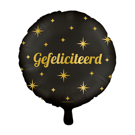 Gefeliciteerd Helium Ballon Goud Zwart Leeg 46cm van Paper Dreams koop je bij Partywinkel
