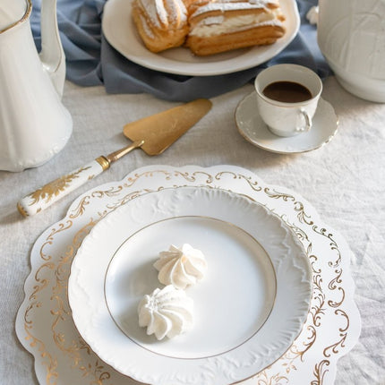 Goud Witte Placemats 35,5cm 6st van Partydeco koop je bij Partywinkel