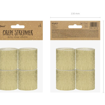 Gouden Slingers Crepe Rol 5cm 10m 4st van Partydeco koop je bij Partywinkel