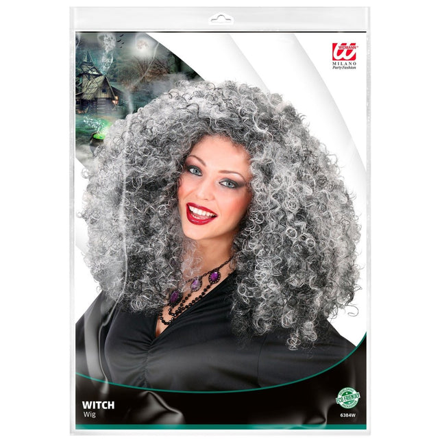 Halloween Pruik Grijs Heks Kroes van Widmann koop je bij Partywinkel