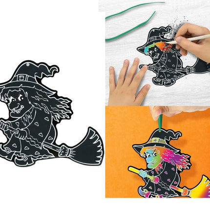 Halloween Tafeldecoratie Zwart Heksen Silhouetten 14cm 6st van Fiestas Guirca koop je bij Partywinkel