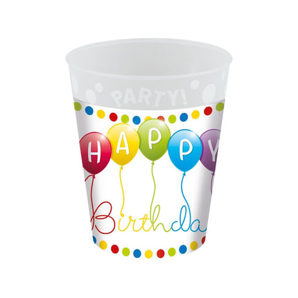 Happy Birthday Beker 250ml 4st van Procos koop je bij Partywinkel
