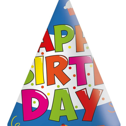 Happy Birthday Feesthoedjes Gekleurd 6st van Procos koop je bij Partywinkel