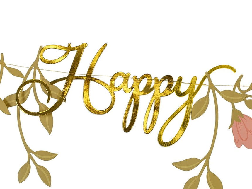 Happy Birthday Slinger Bloemen 1,3m van Partydeco koop je bij Partywinkel