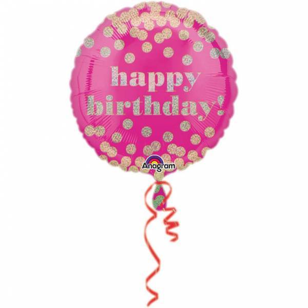 Helium Ballon Happy Birthday Roze Dots 43cm leeg van Anagram koop je bij Partywinkel