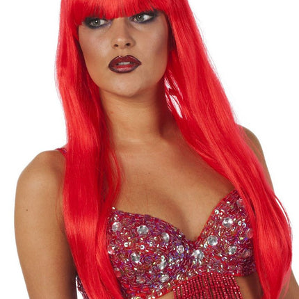 Rode Pruik Lange Bobline Deluxe van Wilbers & Wilbers koop je bij Partywinkel