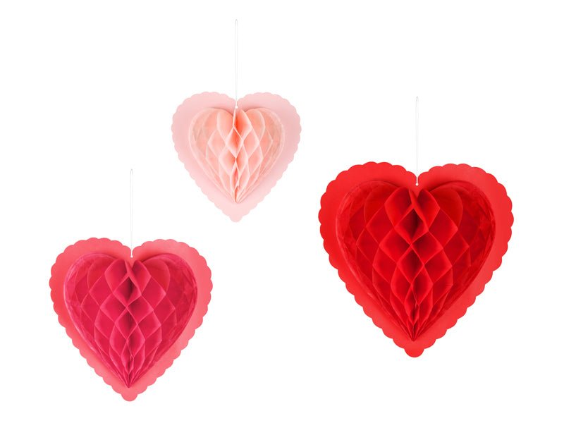 Hartjes Honeycombs Rood Roze 30cm 3st van Partydeco koop je bij Partywinkel
