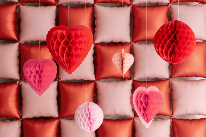 Hartjes Honeycombs Rood Roze 30cm 3st van Partydeco koop je bij Partywinkel