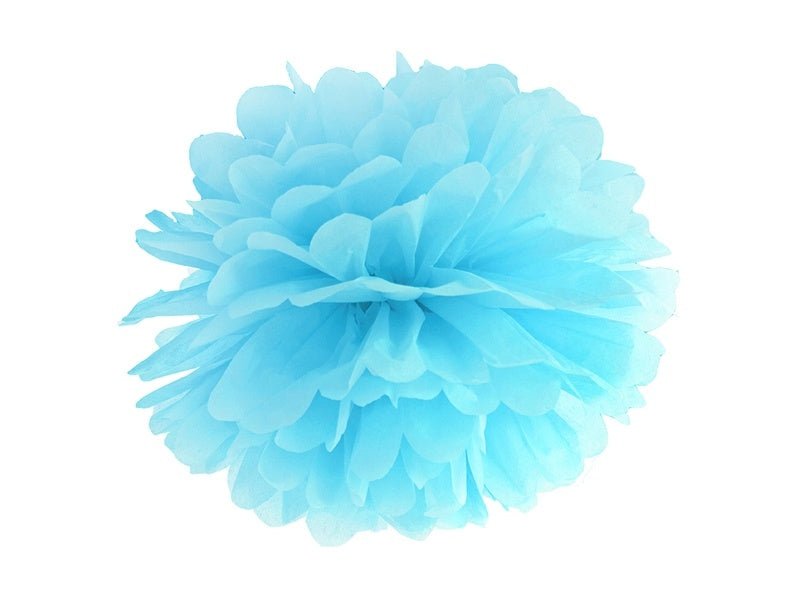 Pompon Hemelsblauw 25cm van Partydeco koop je bij Partywinkel