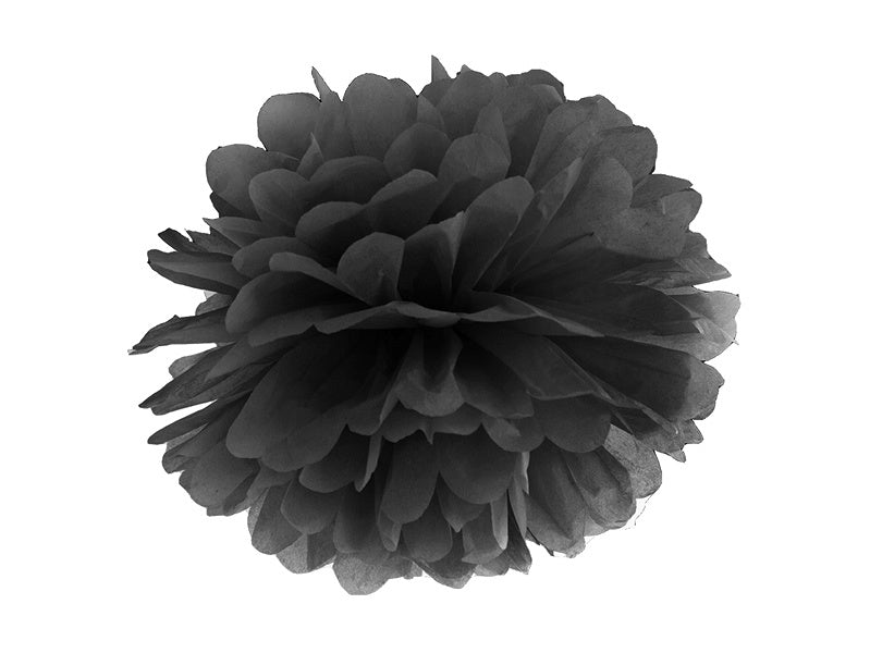 Pompon Zwart 25cm van Partydeco koop je bij Partywinkel