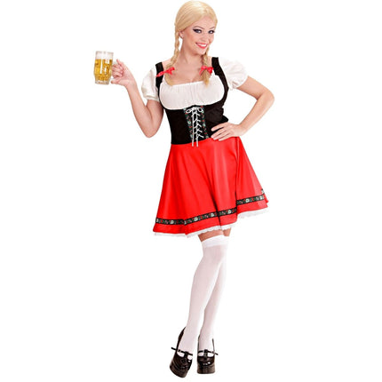 Rood Witte Dirndl Jurk Oktoberfest Dames van Widmann koop je bij Partywinkel