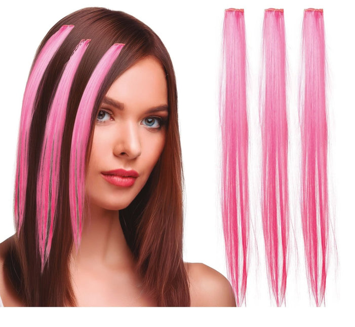 Roze Hair Extension 50cm 3st van Fiestas Guirca koop je bij Partywinkel