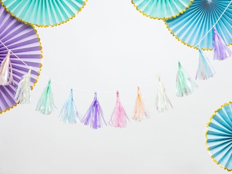 Tassel Slinger Gekleurd Parelmoer 1,2m van Partydeco koop je bij Partywinkel
