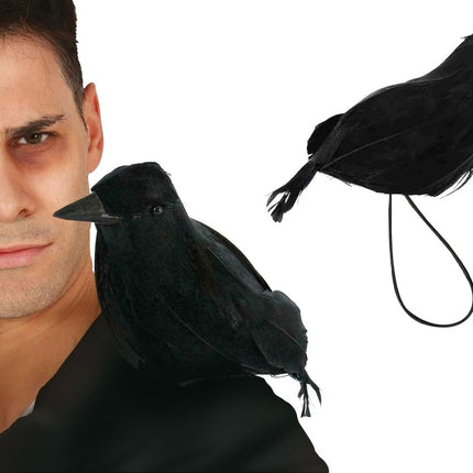 Zwarte Nep Kraai Met Elastiek 15cm van Fiestas Guirca koop je bij Partywinkel