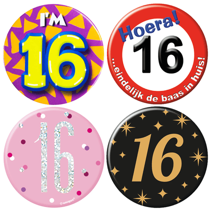 16 Jaar Buttons - Partywinkel