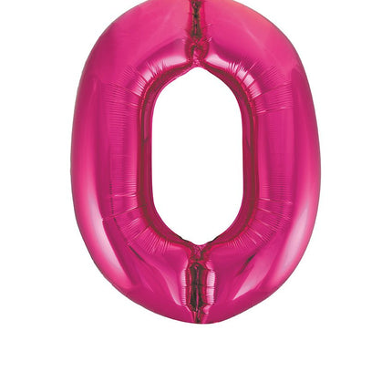 0 Jaar Cijfer Ballon Fuchsia Leeg 86cm van Unique koop je bij Partywinkel