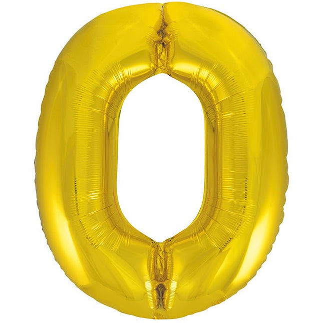0 Jaar Cijfer Ballon Goud Leeg 86cm van Unique koop je bij Partywinkel