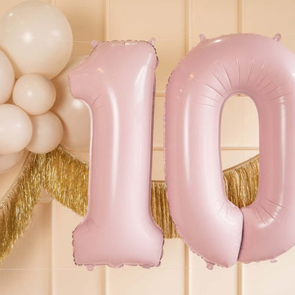 0 Jaar Cijfer Ballon Lichtroze Leeg 72cm van Partydeco koop je bij Partywinkel