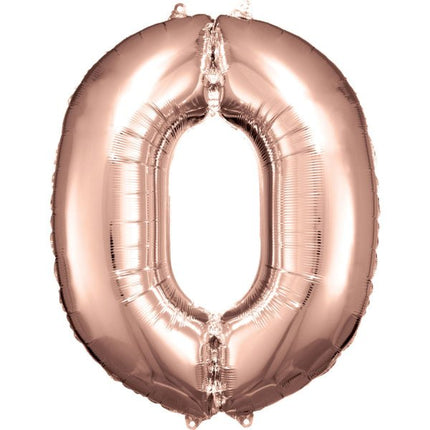 0 Jaar Cijfer Ballon Rose Goud Glanzend Leeg 86cm van Riethmueller koop je bij Partywinkel
