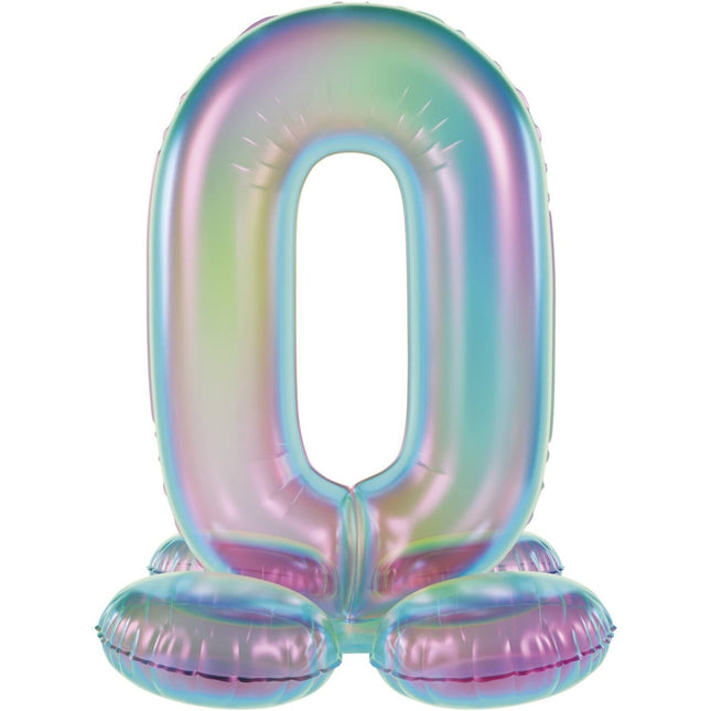0 Jaar Cijfer Ballon Standaard Holografische Leeg 72cm van Folat koop je bij Partywinkel