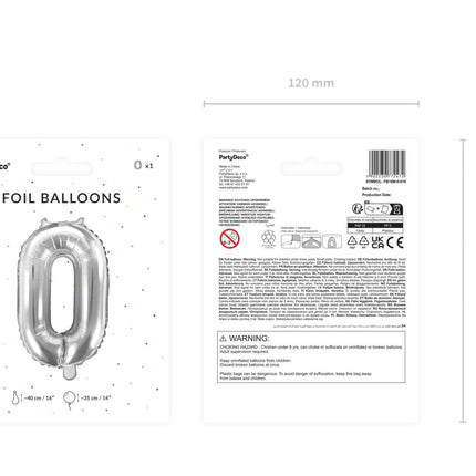 0 Jaar Cijfer Ballon Zilver 35cm van Partydeco koop je bij Partywinkel