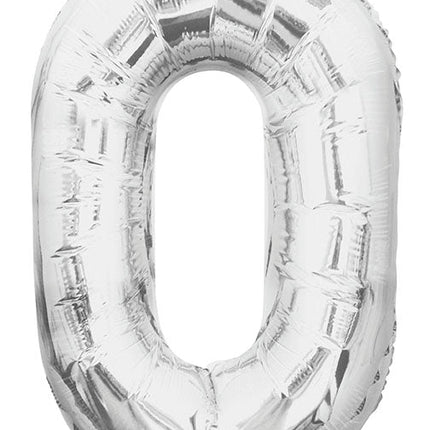0 Jaar Cijfer Ballon Zilver Leeg 86cm van Unique koop je bij Partywinkel