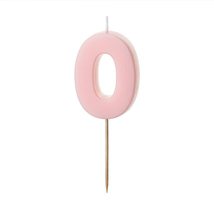 0 Jaar Kaars Lichtroze 5,5cm - Partywinkel - 5904555038691