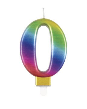 0 Jaar Kaars Regenboog 9,5cm van Unique koop je bij Partywinkel