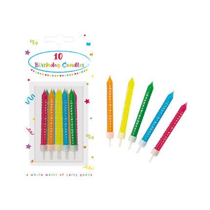 Velas de Feliz Cumpleaños de Colores con Portavelas 20 unidades