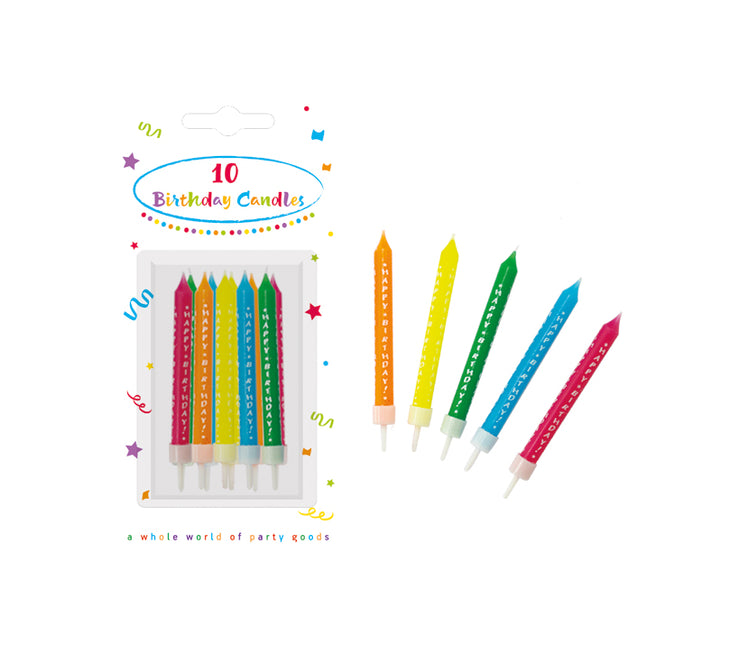 Velas de Feliz Cumpleaños de Colores con Portavelas 20 unidades