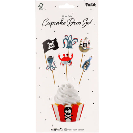 Adornos Piratas Para Magdalenas Con Envoltorios 6pcs