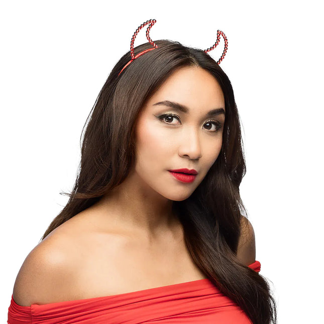 Diadema Halloween Diablo Rojo Purpurina